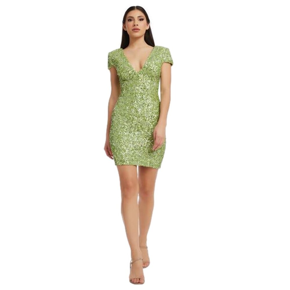 Dress The Population Zoe Sequin Dress Lime